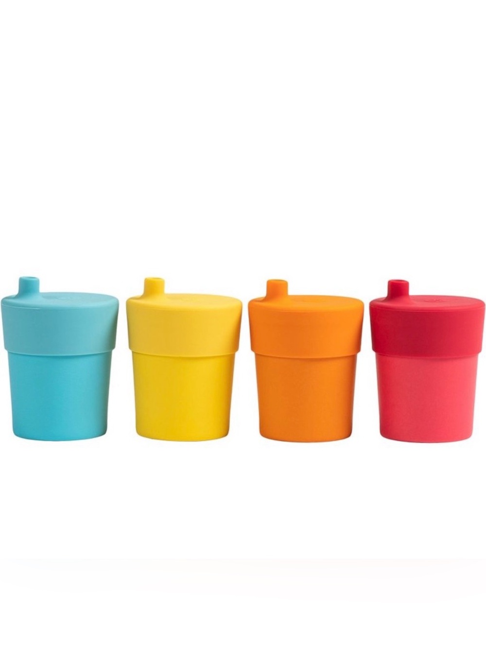 Colorful Silicone Kids Cups Set - Blue, Yellow, Orange, Red